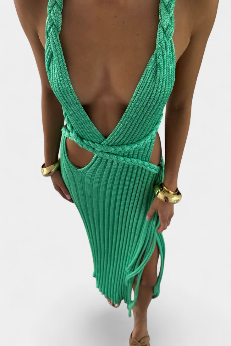 Jamie | Vestido Maxi de Punto con Detalle de Cintura de Cable