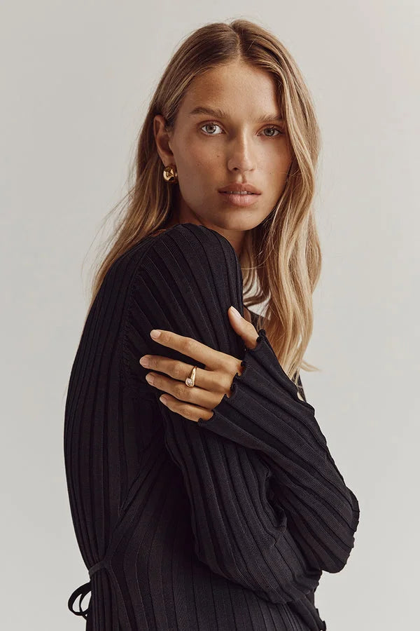 Gloria | Vestido de Punto Acanalado con Cinturón