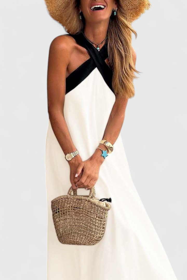 Edith | Vestido de Cuello Cruzado con Espalda Descubierta