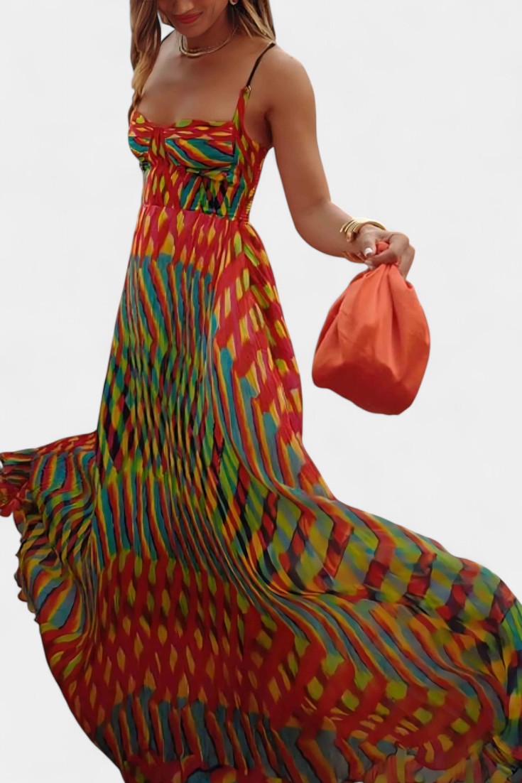 Océana | Vestido Maxi Halter Abstracto