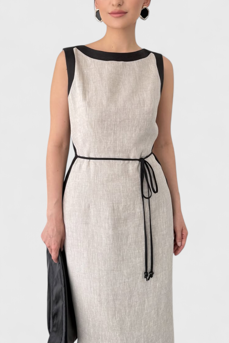 Samanta | Vestido Sin Mangas con Contraste de Color