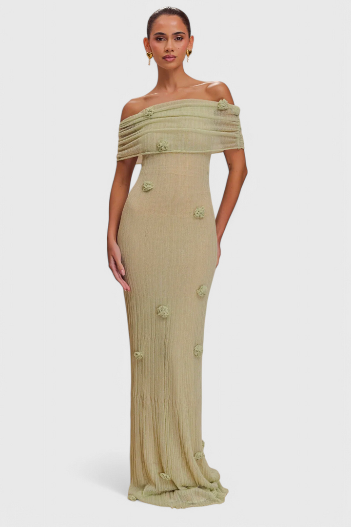 Barbara | Vestido Maxi de Punto Off-Shoulder