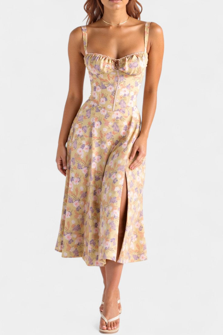 Flora | Vestido Midi A-Line con Corsé