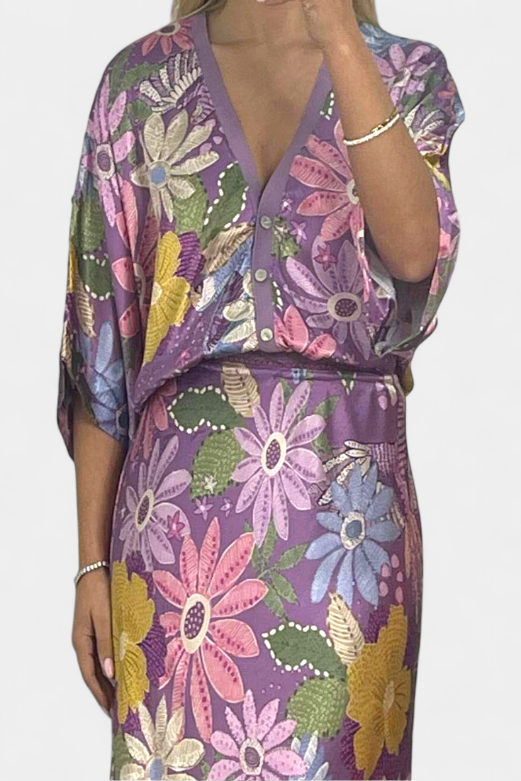 Shae | Conjunto Suave de Blusa y Falda de Cola de Pez Floral