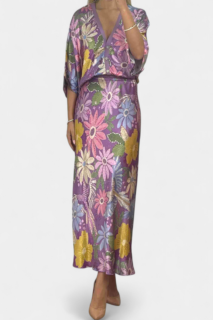 Shae | Conjunto Suave de Blusa y Falda de Cola de Pez Floral