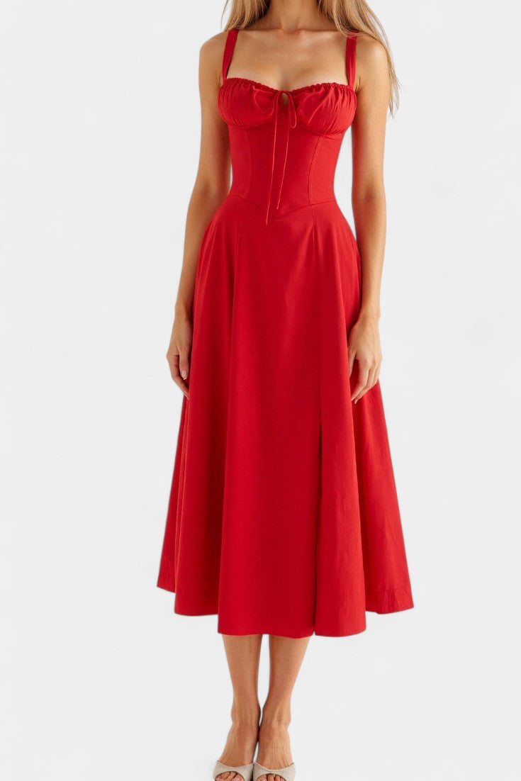 Flora | Vestido Midi A-Line con Corsé