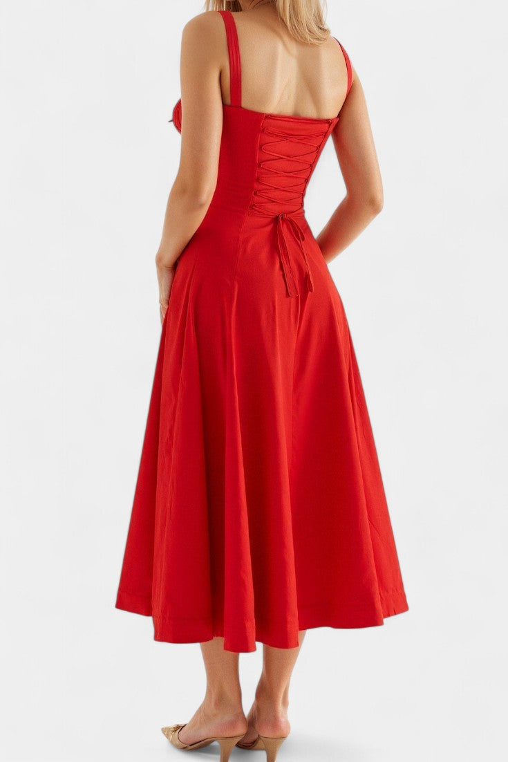 Flora | Vestido Midi A-Line con Corsé