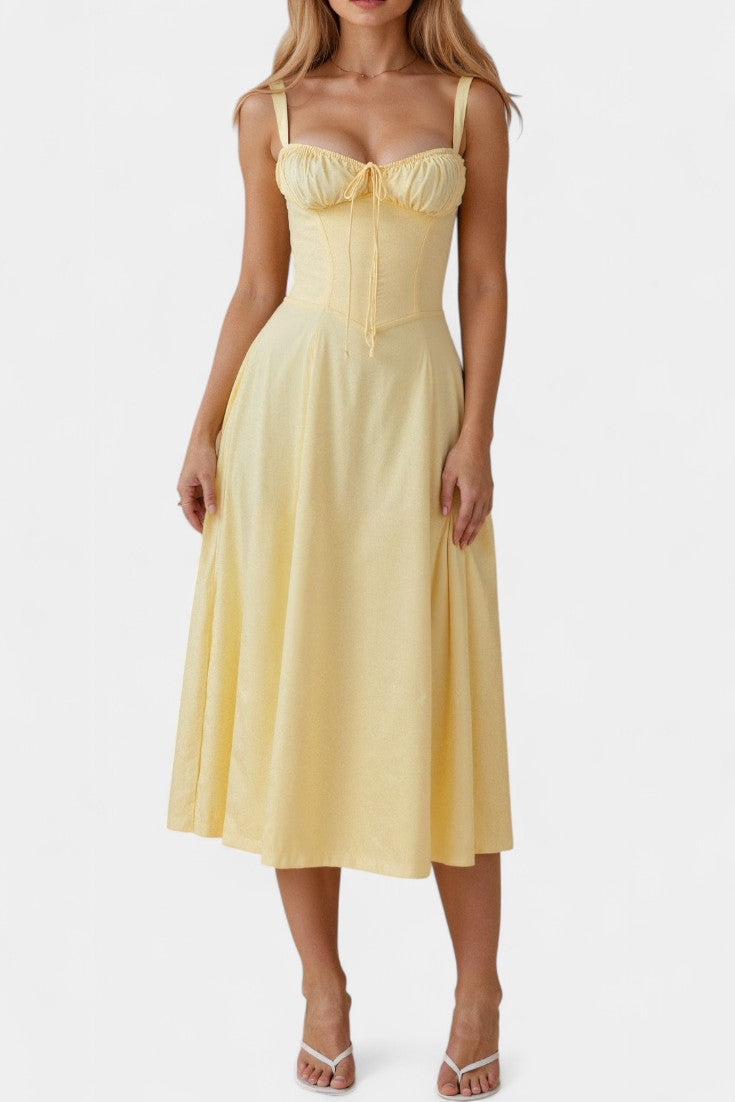 Flora | Vestido Midi A-Line con Corsé