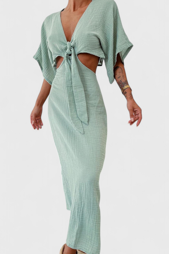 Myra | Vestido Fluido con Lazo Frontal y Cut-Outs