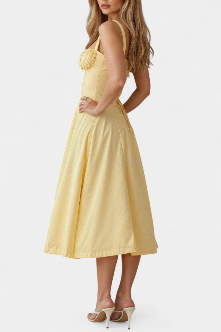 Flora | Vestido Midi A-Line con Corsé