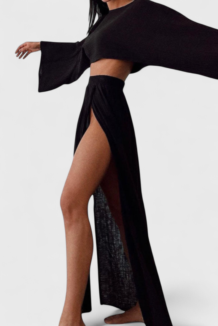 Martha | Conjunto de Dos Piezas con Falda de Abertura Alta