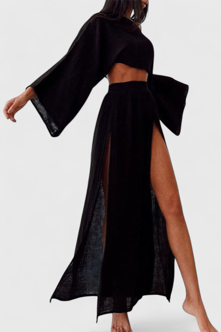 Martha | Conjunto de Dos Piezas con Falda de Abertura Alta