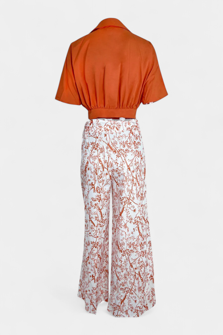 Olivia | Conjunto Boho de Cuello en V y Pierna Ancha