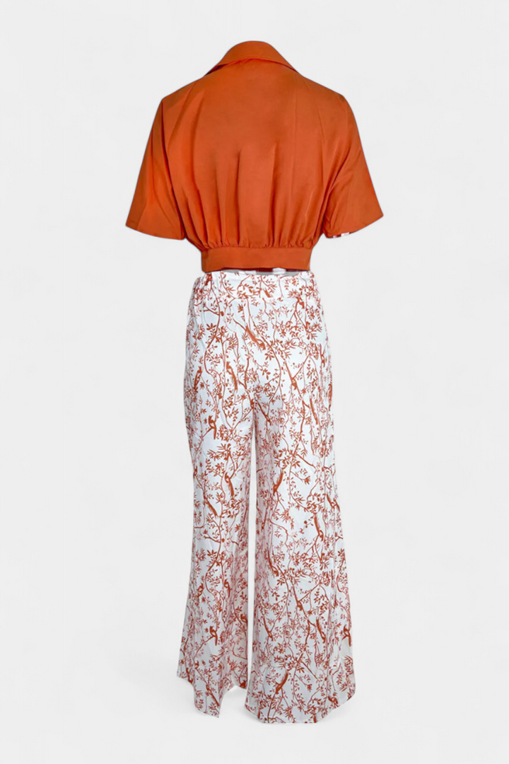 Olivia | Conjunto Boho de Cuello en V y Pierna Ancha