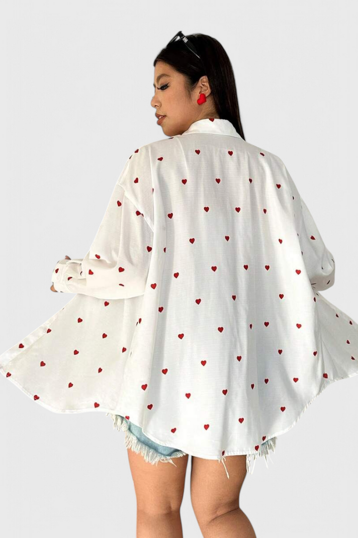 Rhiannon | Blusa de Algodón Bordada con Corazones