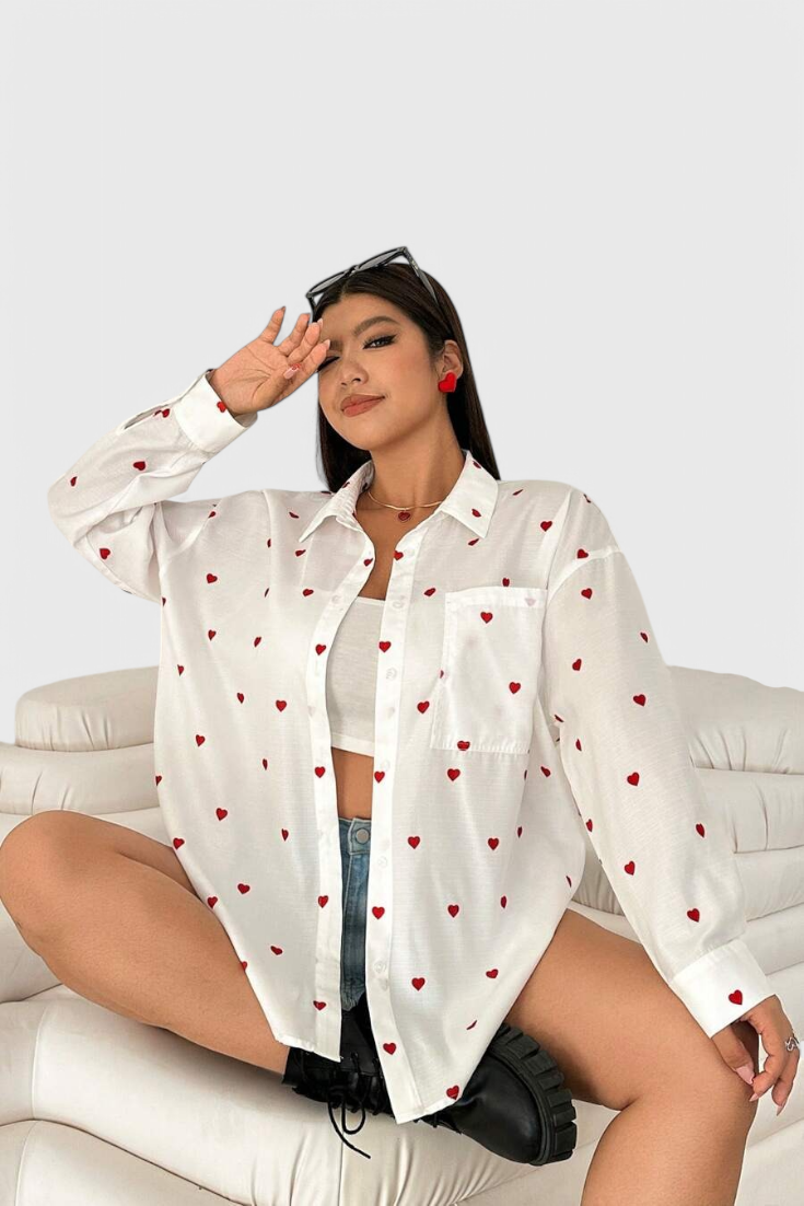 Rhiannon | Blusa de Algodón Bordada con Corazones