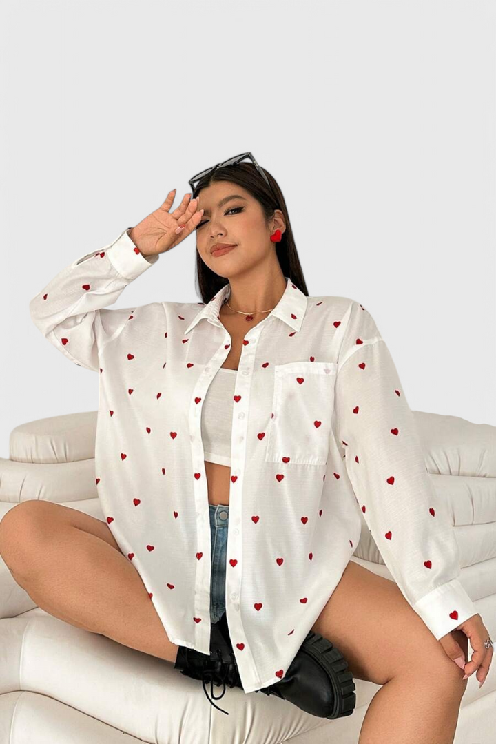 Rhiannon | Blusa de Algodón Bordada con Corazones