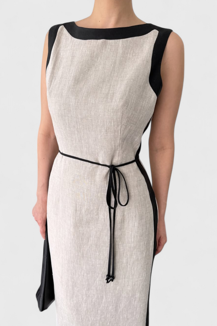 Samanta | Vestido Sin Mangas con Contraste de Color