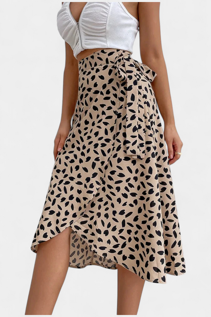 Camila | Falda Envolvente Boho con Estampado Asimétrico