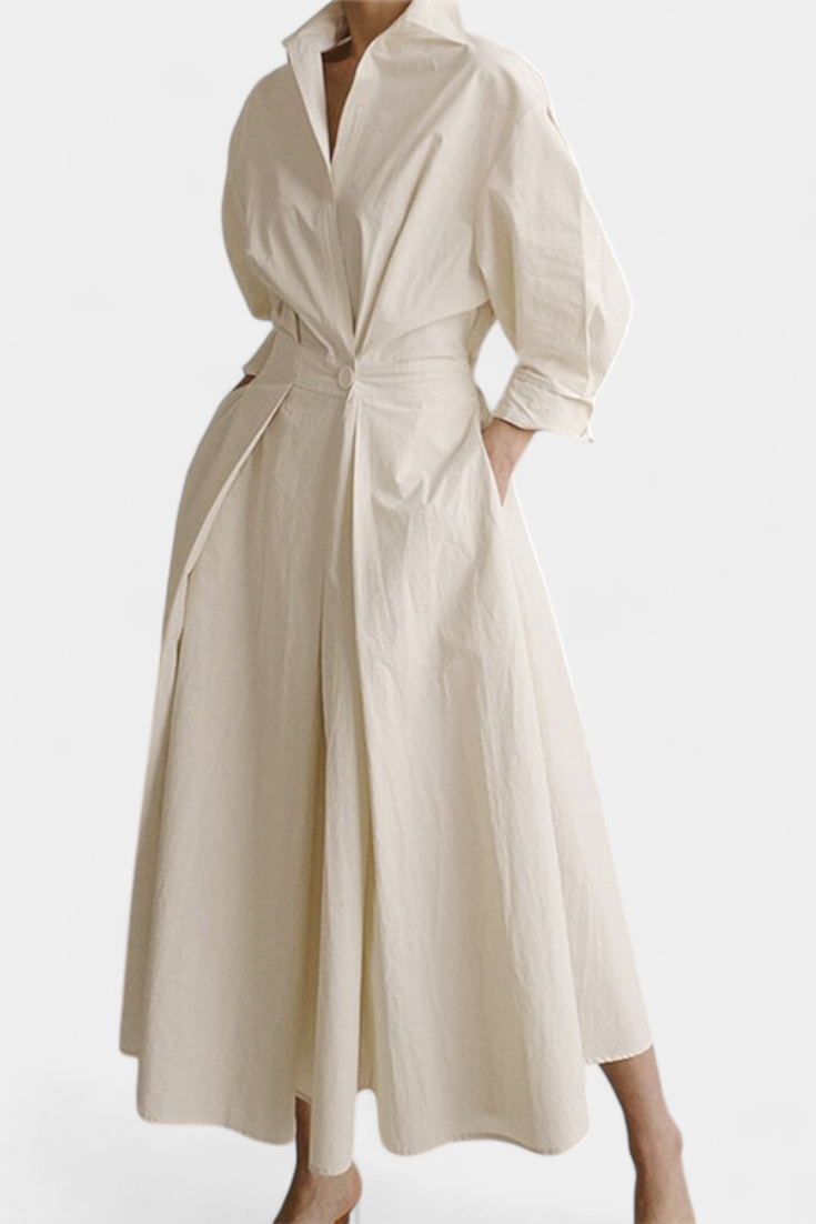 Miriam | Vestido Maxi de Manga Larga Retro