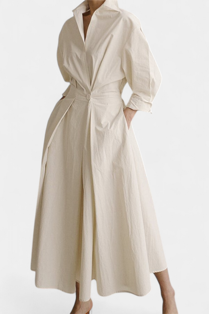 Miriam | Vestido Maxi de Manga Larga Retro