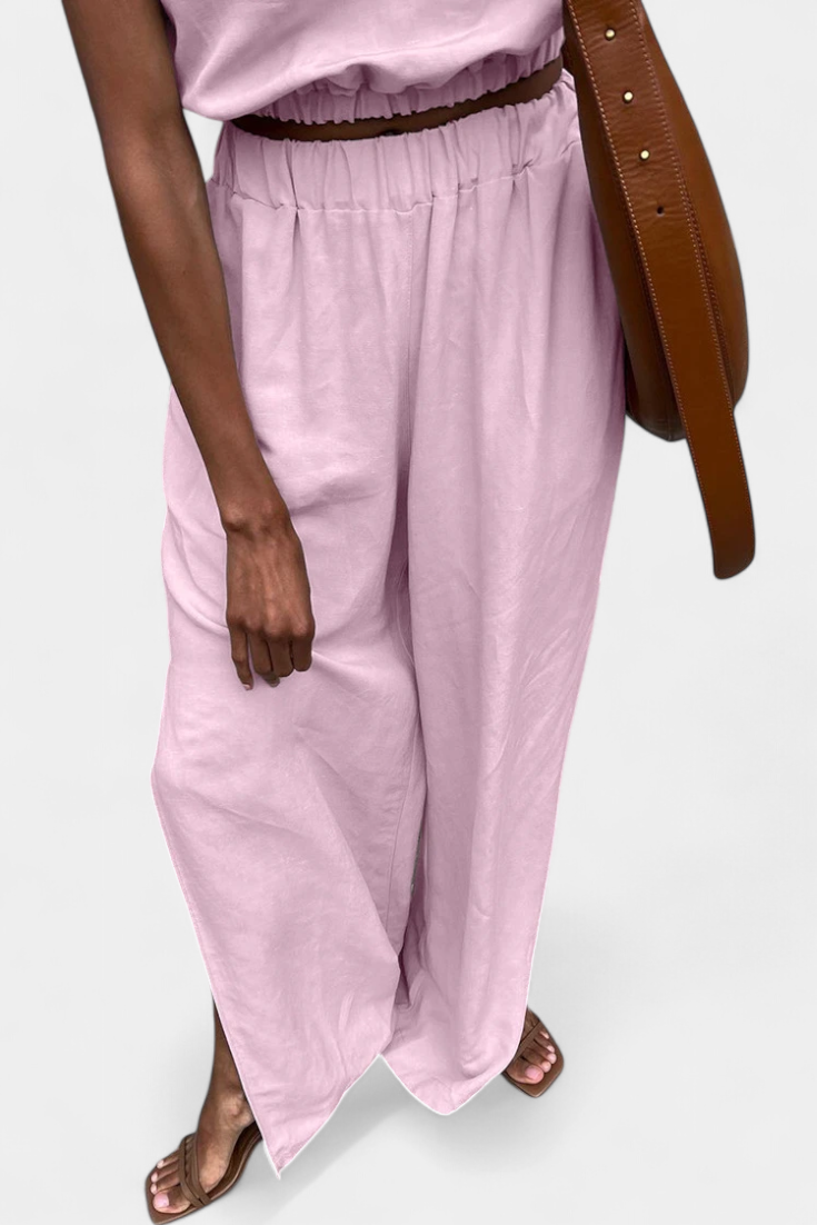 Portia | Conjunto de Algodón y Lino con Abertura Lateral