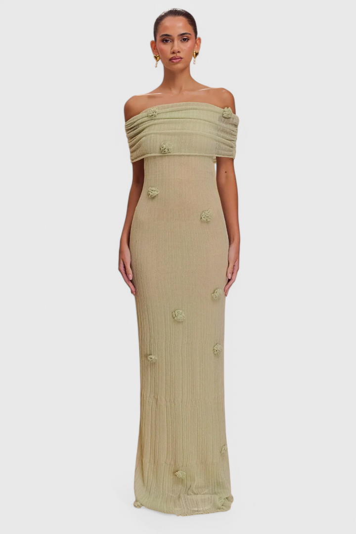 Barbara | Vestido Maxi de Punto Off-Shoulder