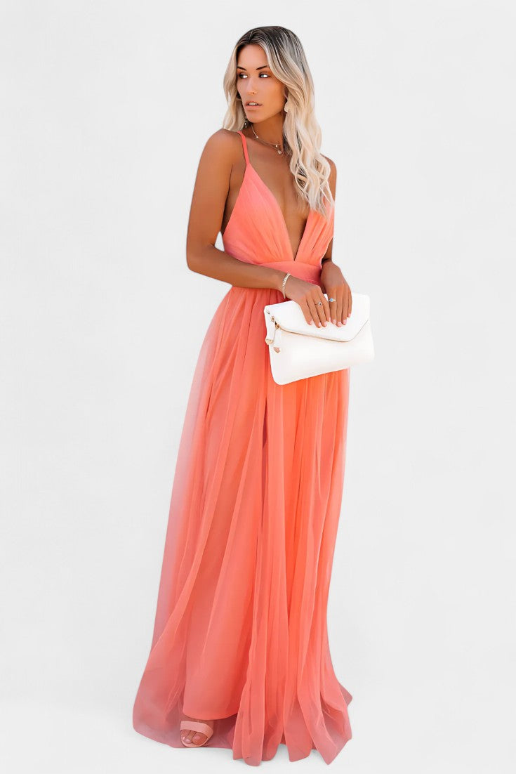 Gergana | Vestido Maxi de Tul Sin Mangas