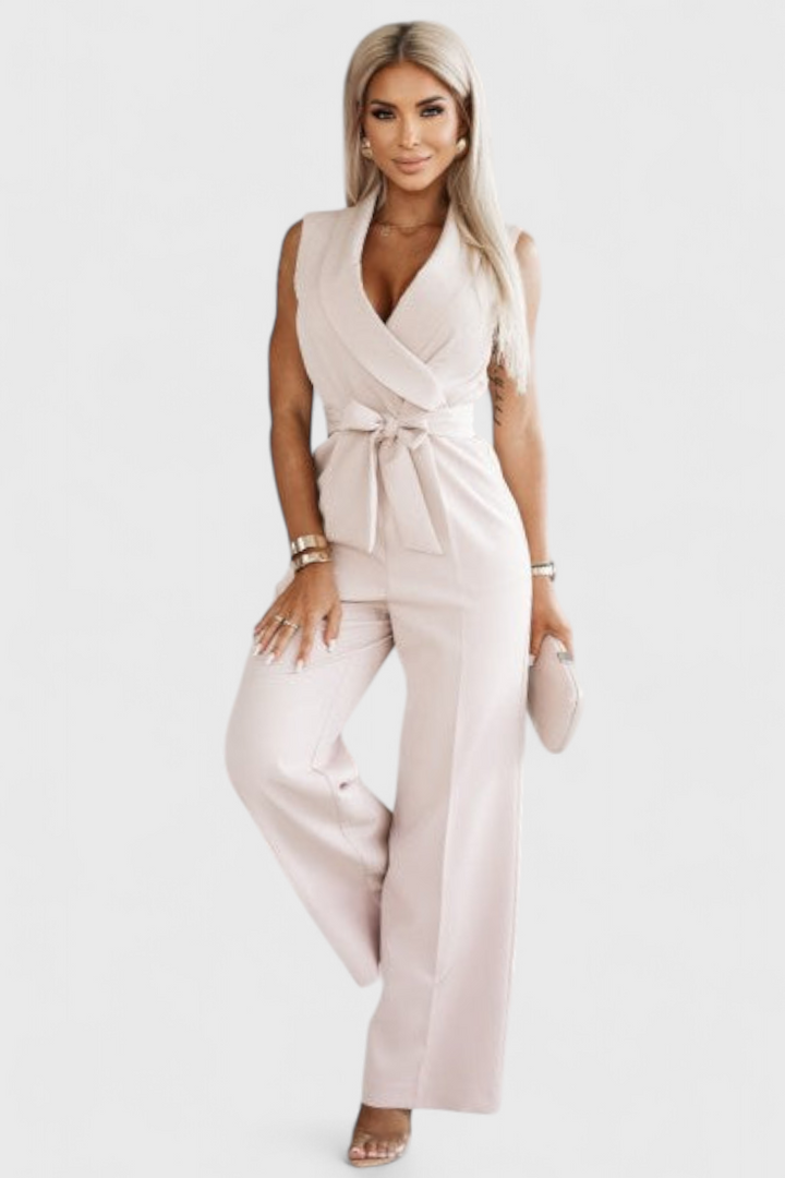 Montserrat | Mono Elegante sin Mangas con Lazo y Caída Fluida