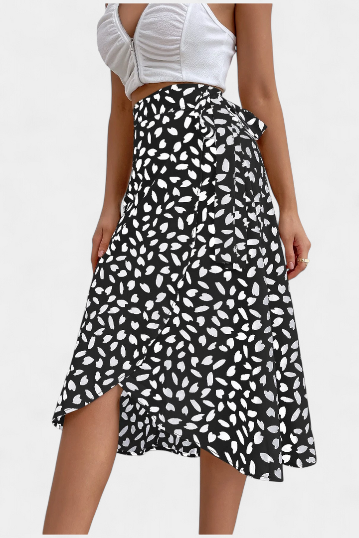 Camila | Falda Envolvente Boho con Estampado Asimétrico