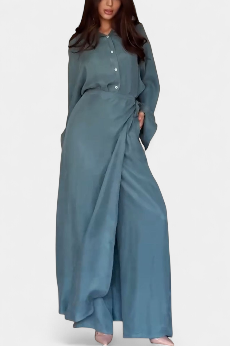 Marisol | Conjunto Casual de Camisa Suelta y Pantalón Falda