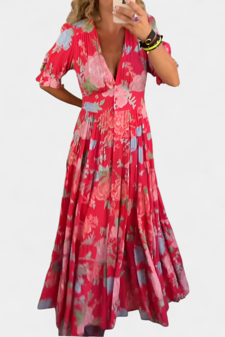 Lina | Vestido Floral con Escote en V