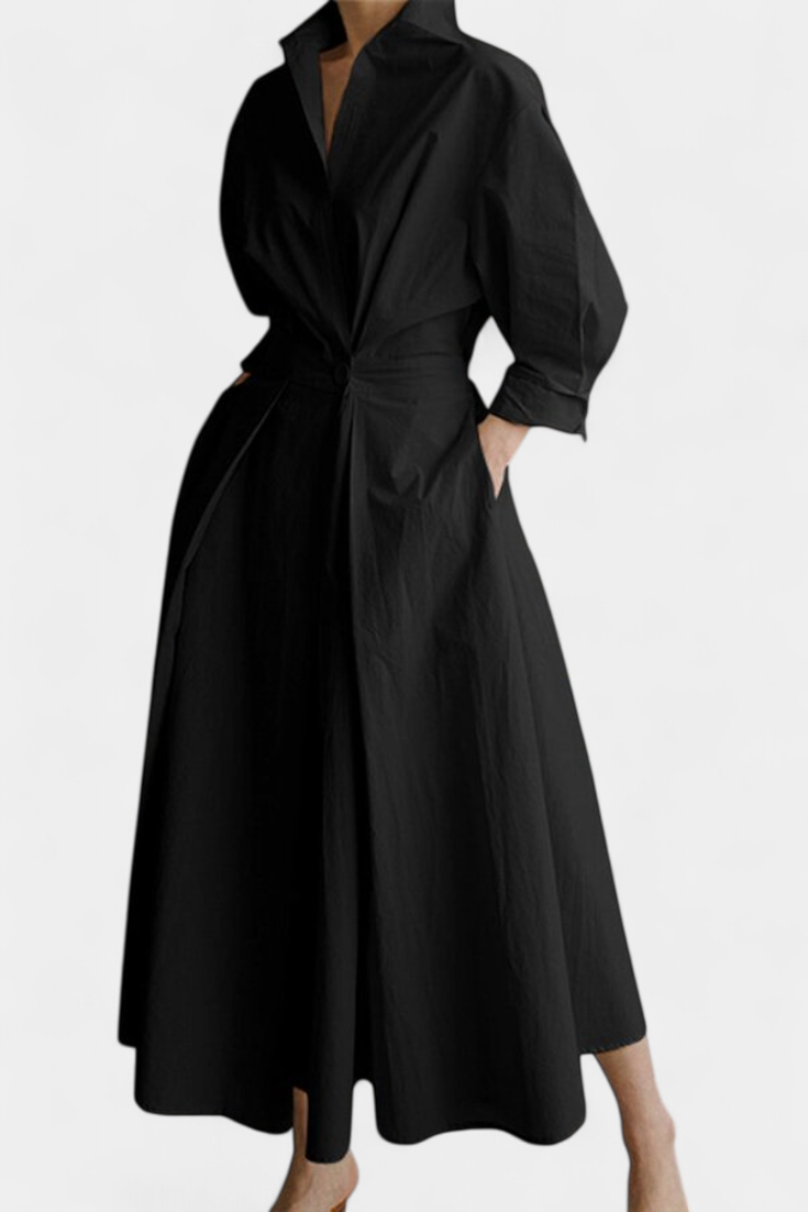 Miriam | Vestido Maxi de Manga Larga Retro