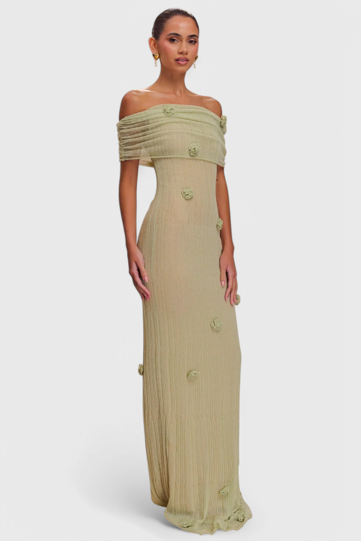 Barbara | Vestido Maxi de Punto Off-Shoulder