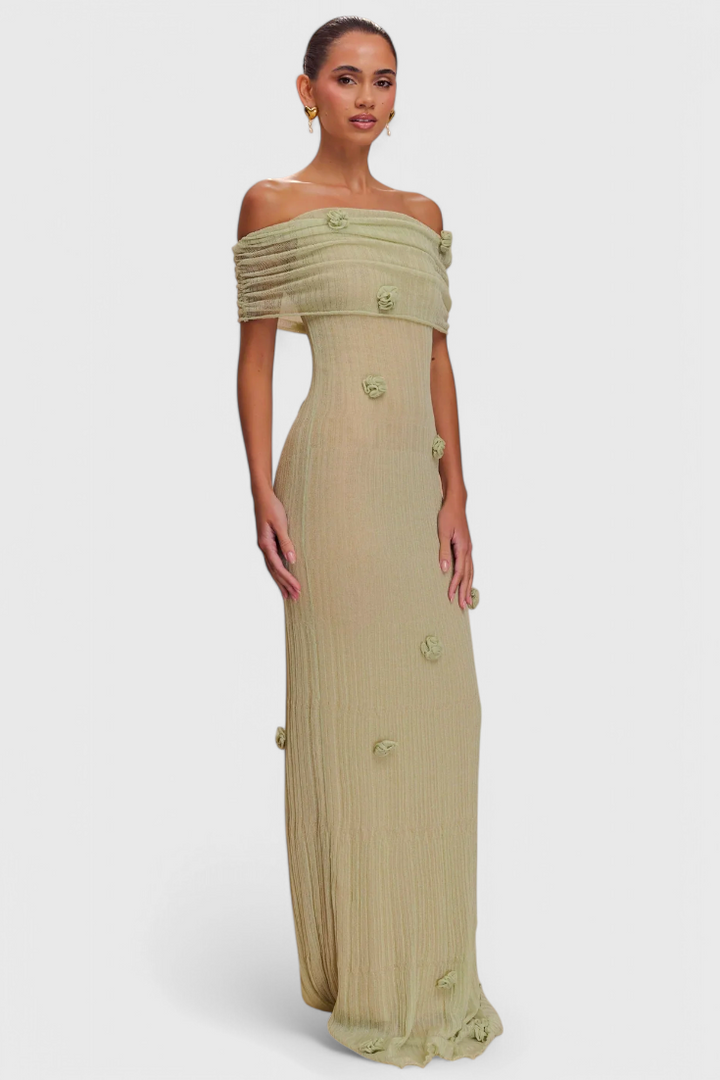 Barbara | Vestido Maxi de Punto Off-Shoulder