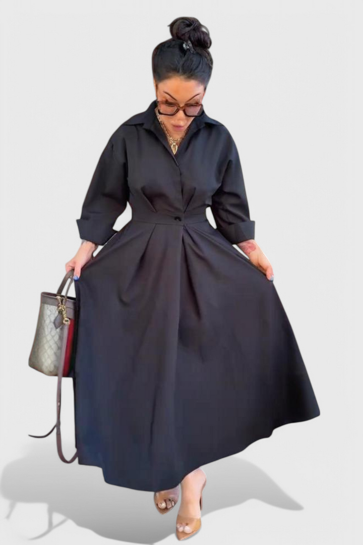 Celina | Vestido Largo Maxi con Solapa