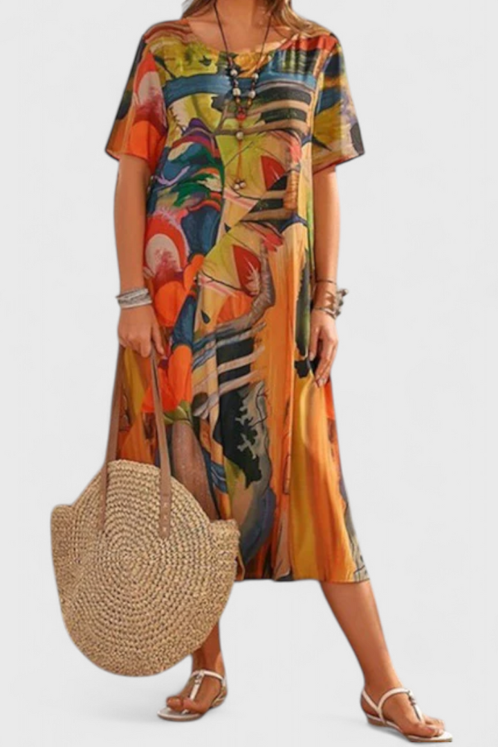 Lidia | Vestido Transpirable con Estampado Moderno