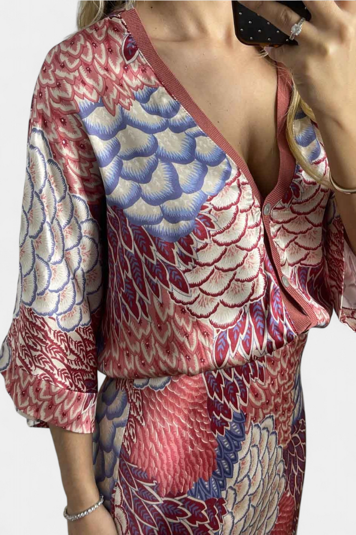 Shae | Conjunto Suave de Blusa y Falda de Cola de Pez Floral