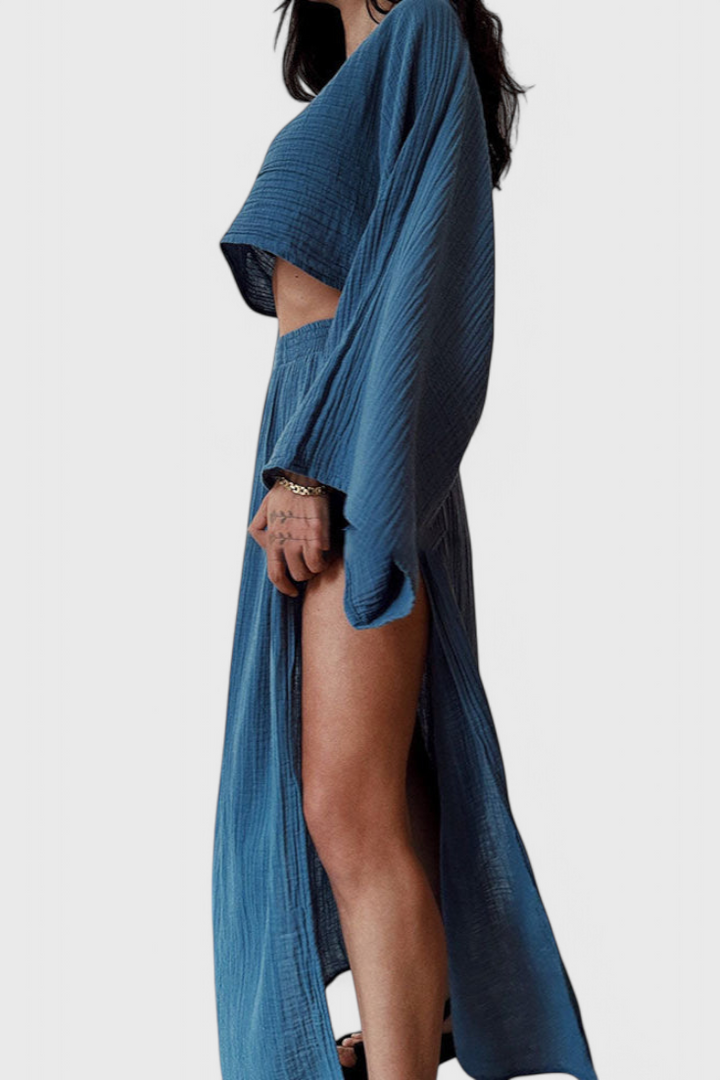 Martha | Conjunto de Dos Piezas con Falda de Abertura Alta