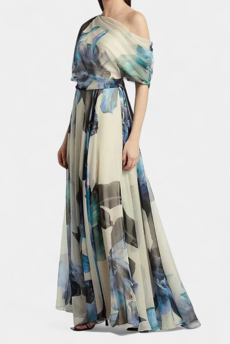 Sanaa | Vestido Floral Abstracto de Un Hombro
