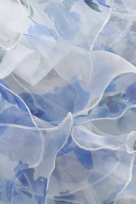 Bonnie | Vestido Maxi Cortado con Volantes de Flores