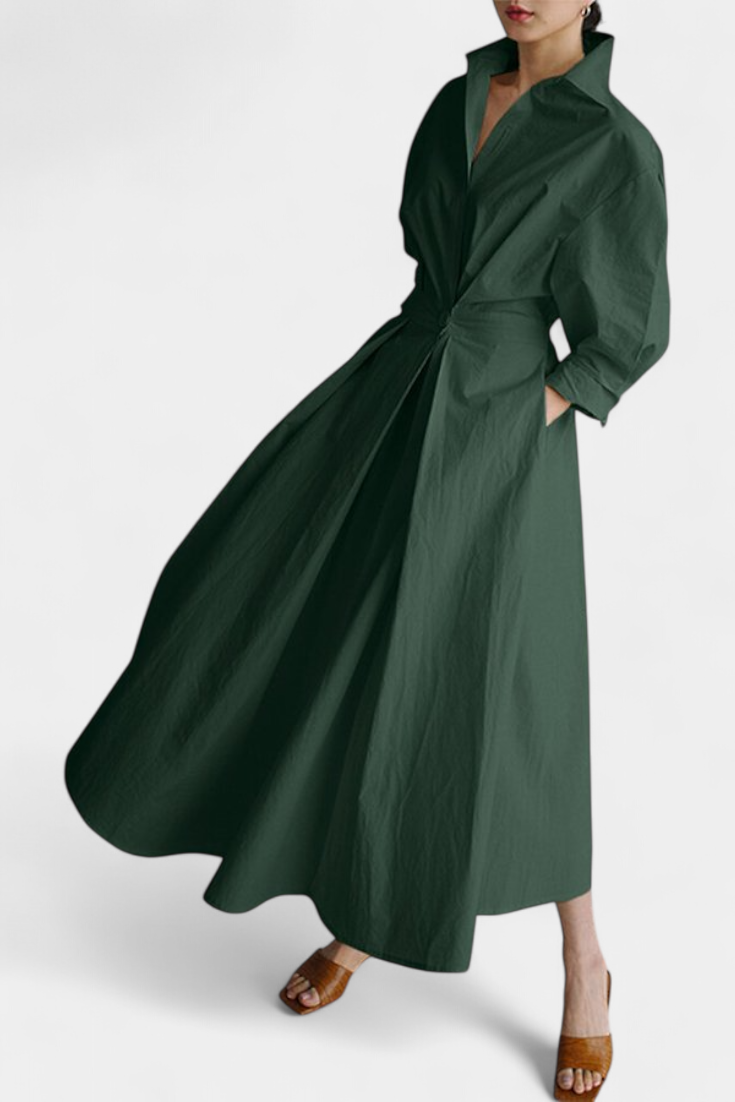 Miriam | Vestido Maxi de Manga Larga Retro