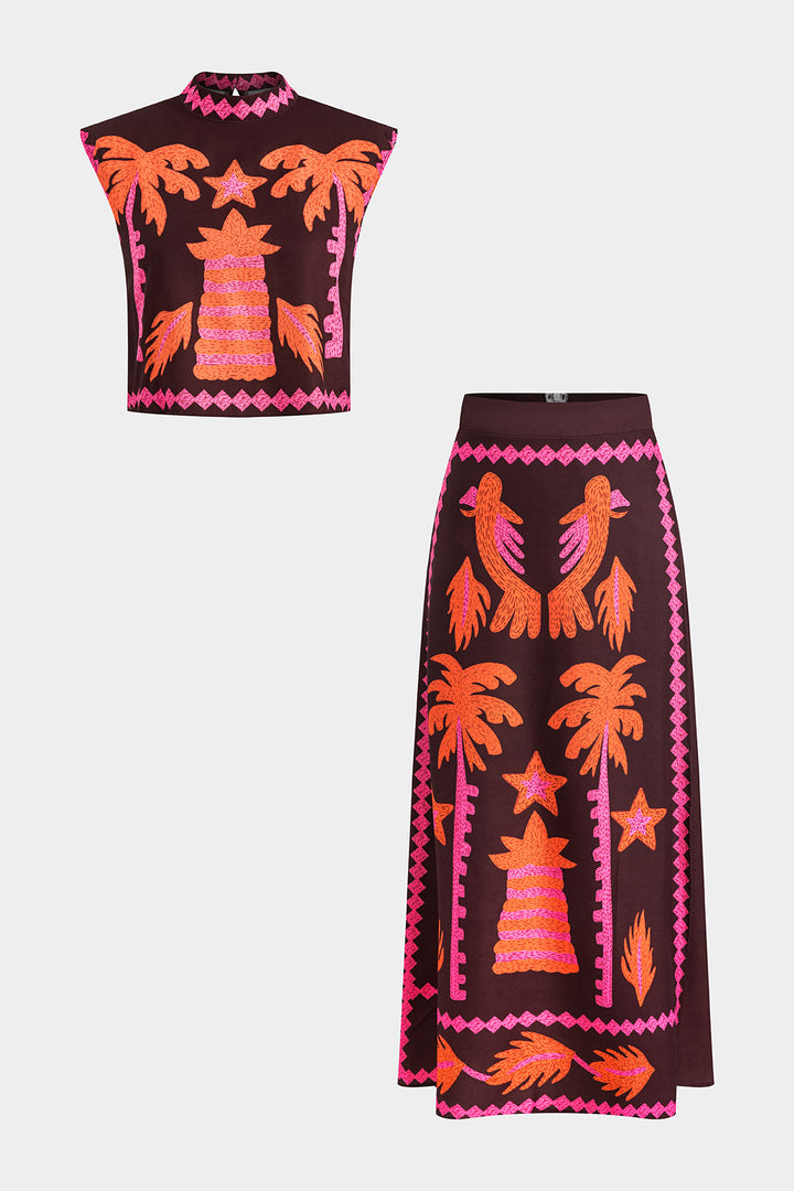 Sloan | Conjunto de Top y Falda Recortada Coconut Palm