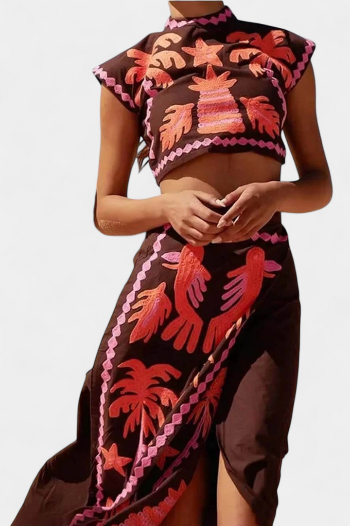 Sloan | Conjunto de Top y Falda Recortada Coconut Palm