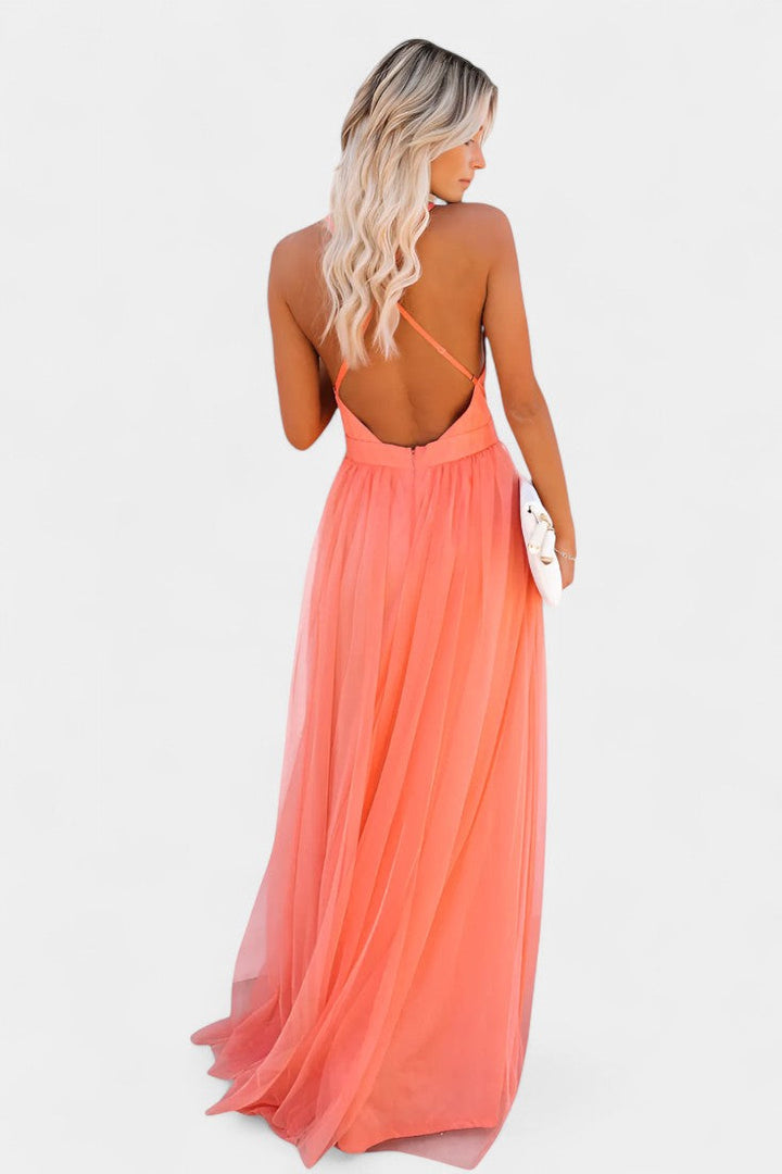 Gergana | Vestido Maxi de Tul Sin Mangas