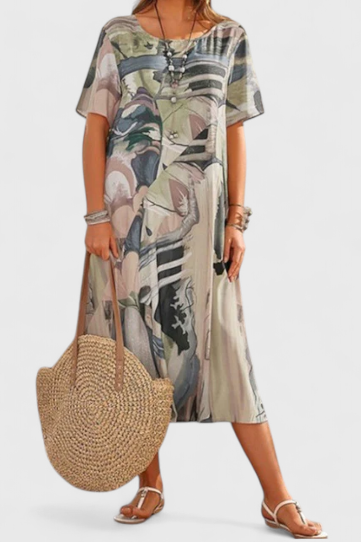 Lidia | Vestido Transpirable con Estampado Moderno