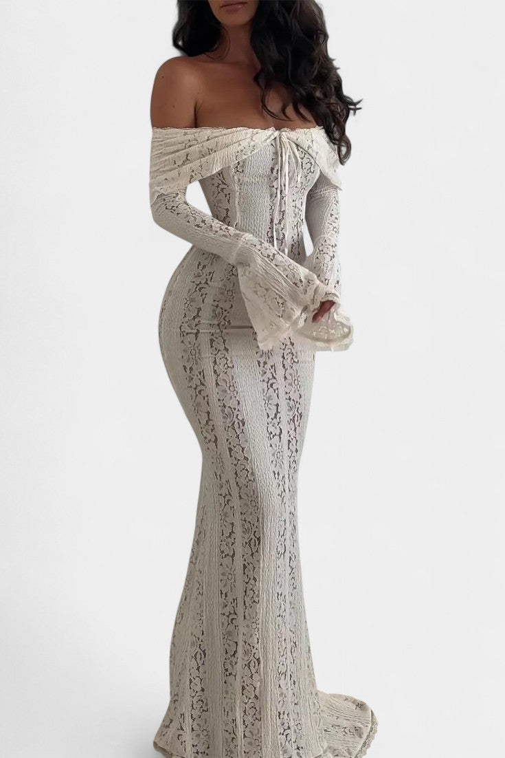 Rosalie | Vestido Maxi Off-Shoulder de Encaje