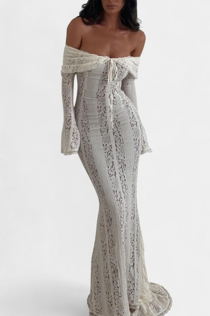 Rosalie | Vestido Maxi Off-Shoulder de Encaje