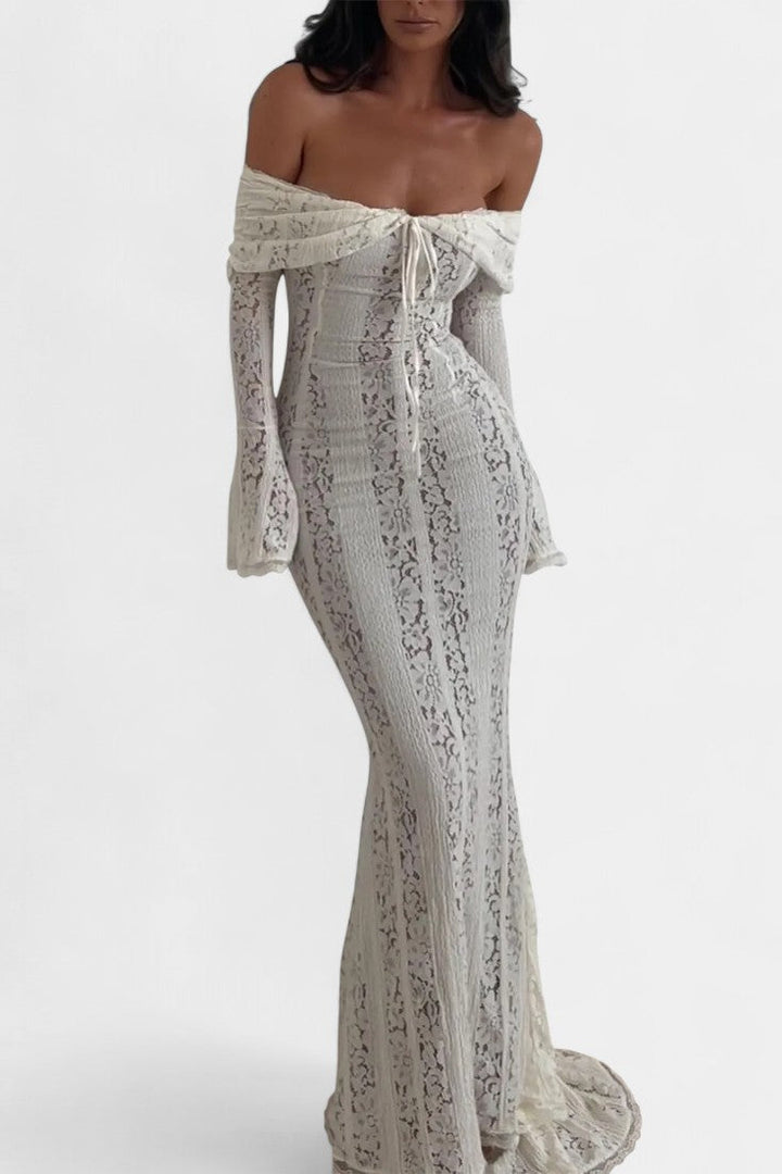 Rosalie | Vestido Maxi Off-Shoulder de Encaje