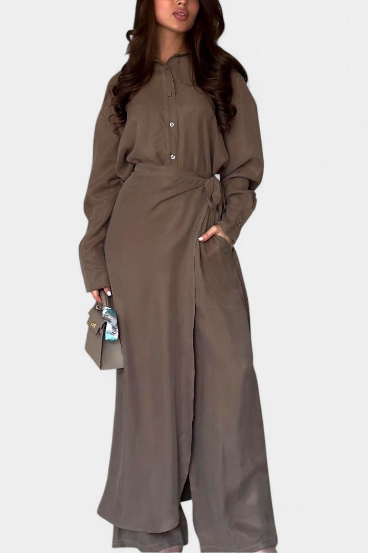 Marisol | Conjunto Casual de Camisa Suelta y Pantalón Falda